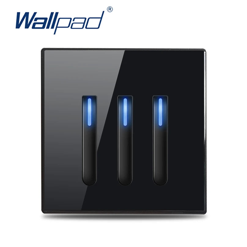 Wall Switch Light Switch 1 2 3 4 Gang Piano Button 1 Way 2 Way White Black Gray Gold Tempered Glass Panel L6