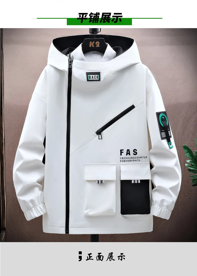Fashion Men's Casual Hooded Jackets & Coats 2026 Spring Autumn Youth Streetwear Loose Windbreaker Quality Outdoor Tops Clothing