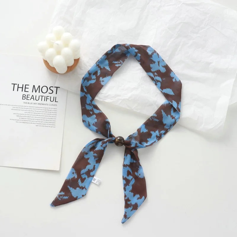 Retro Maillard Brown Floral Scarf Fashionable Old Money Style Light Luxury High-Grade Temperament Small Square Towel Lazy Scarf