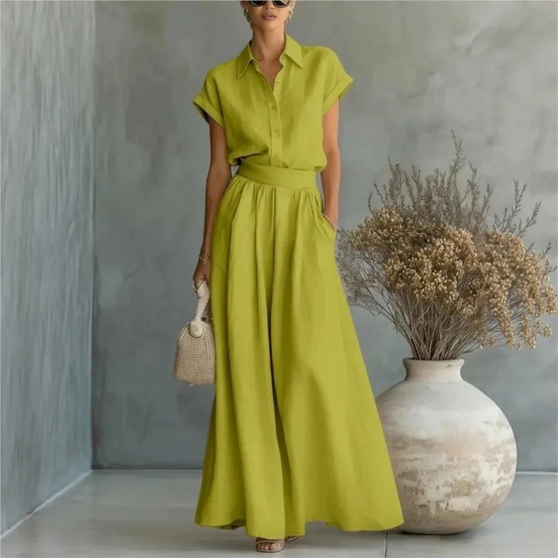 2026 New Summer Women's Pants Set Solid Color Slimming Style Elegant Fashionable Comfortable Simple Retro And Commuter Pants Set