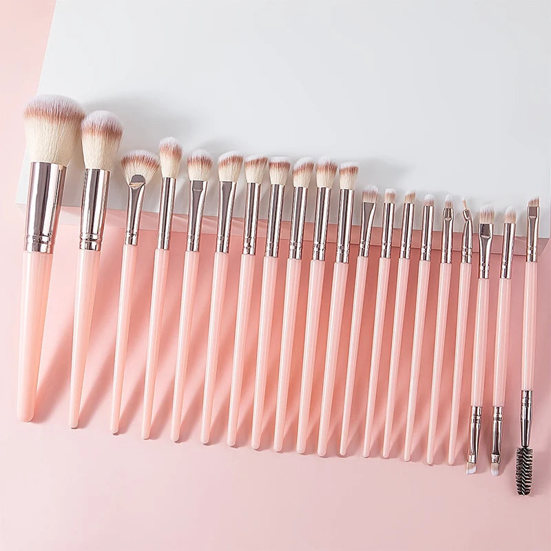 20 Pink Makeup Brushes Set For Blush Foundation Eyeshadow And Concealer Brush Makeup Tools