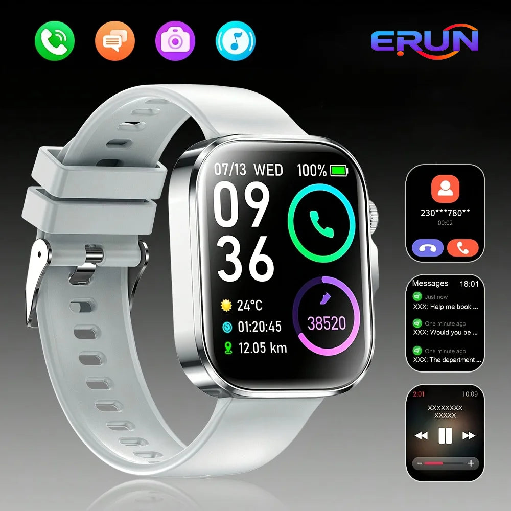 New Sports Men'S Smart Watch, Smartwatch (Make/Receive Calls), APP Message Sync Alerts, Remote Camera Control, Sedentary Reminder, Music Playback, Weather Display, Voice Assistant, Find My Phone, Durable Smart Watch for Iphon