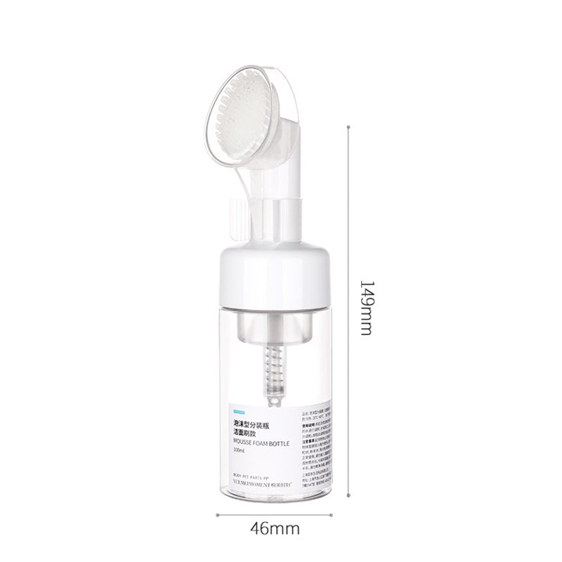 Facial Cleanser Foaming Bottle Mini Foaming Soap Dispenser With Clean Brush Head For Home Outdoor,Transparent Foam Bottle