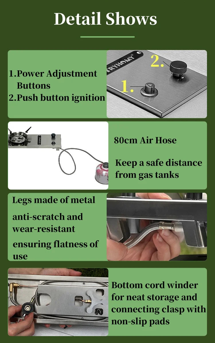 IGT Half-Unit Gas Stove 7200W High Power Stainless Steel IGT Burner Plate Folding Camping Igt Gas Burner BBQ Grill Desktop Stove