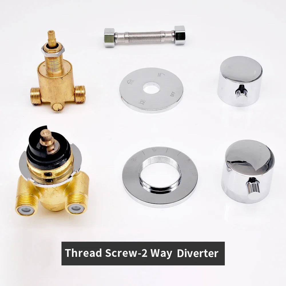 Thermostatic Brass Shower Faucet Valve 2/3/4/5 Way Diverter Mixer Control for Steam Room Shower Column Panel Bathroom Accessoris
