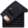 Men's classic high-end fashion versatile jeans, soft and slightly elastic black business denim pants, stylish upper body