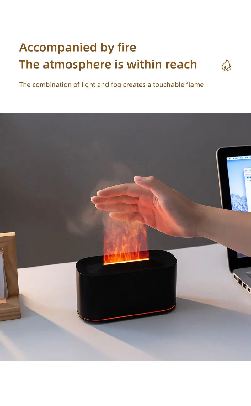 Essential Oil Diffuser,Flame Colorful Water Vapor Fire Humidifier for Aromatherapy Aroma Therapy Machine Room,Flame Diffuser