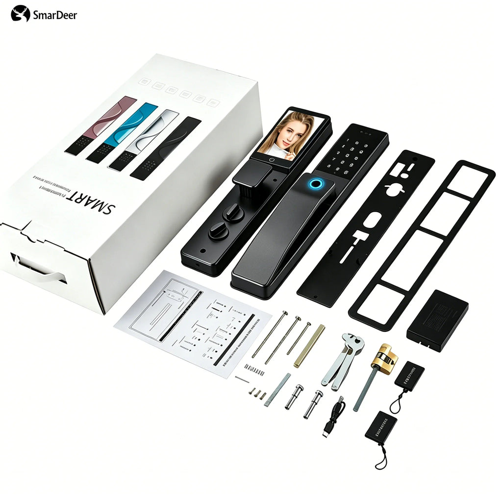 SmarDeer IP66 Outdoor Waterproof Smart Lock,3D Facial & Palm Vein Recognition Lock,Tuya WiFi Keyless Entry Security Lock