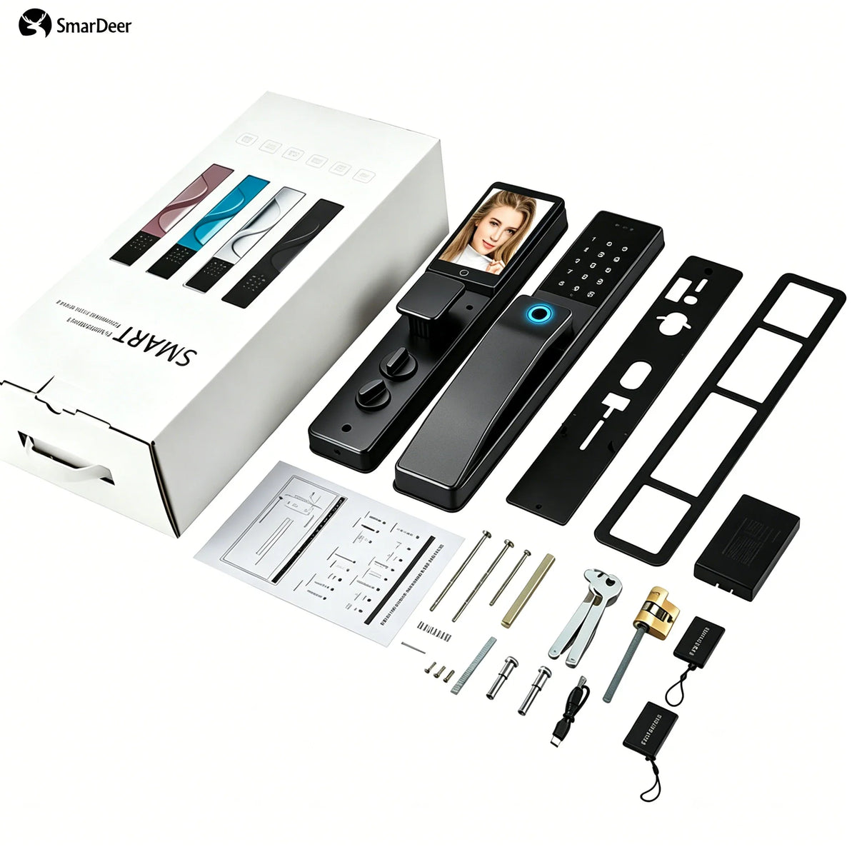 SmarDeer IP66 Outdoor Waterproof Smart Lock,3D Facial & Palm Vein Recognition Lock,Tuya WiFi Keyless Entry Security Lock