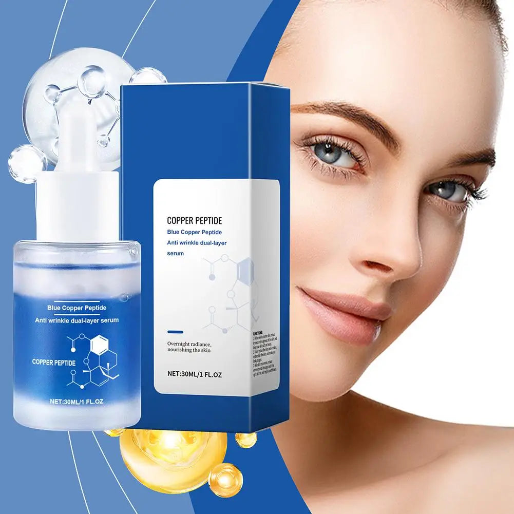 Blue Copper Peptide Face Serum Moisturizing Plumping and Radiant Skin Care Rejuvenation Repair Facial Essence