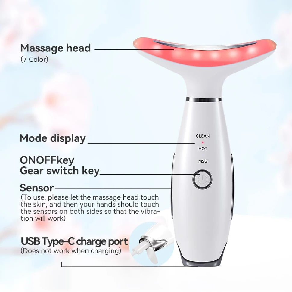 7 Colors Anti Wrinkle Facial Massager Neck Face Beauty Device Skin Tighten Facial Lift Device Reduce Double Chin Skin Care Tool