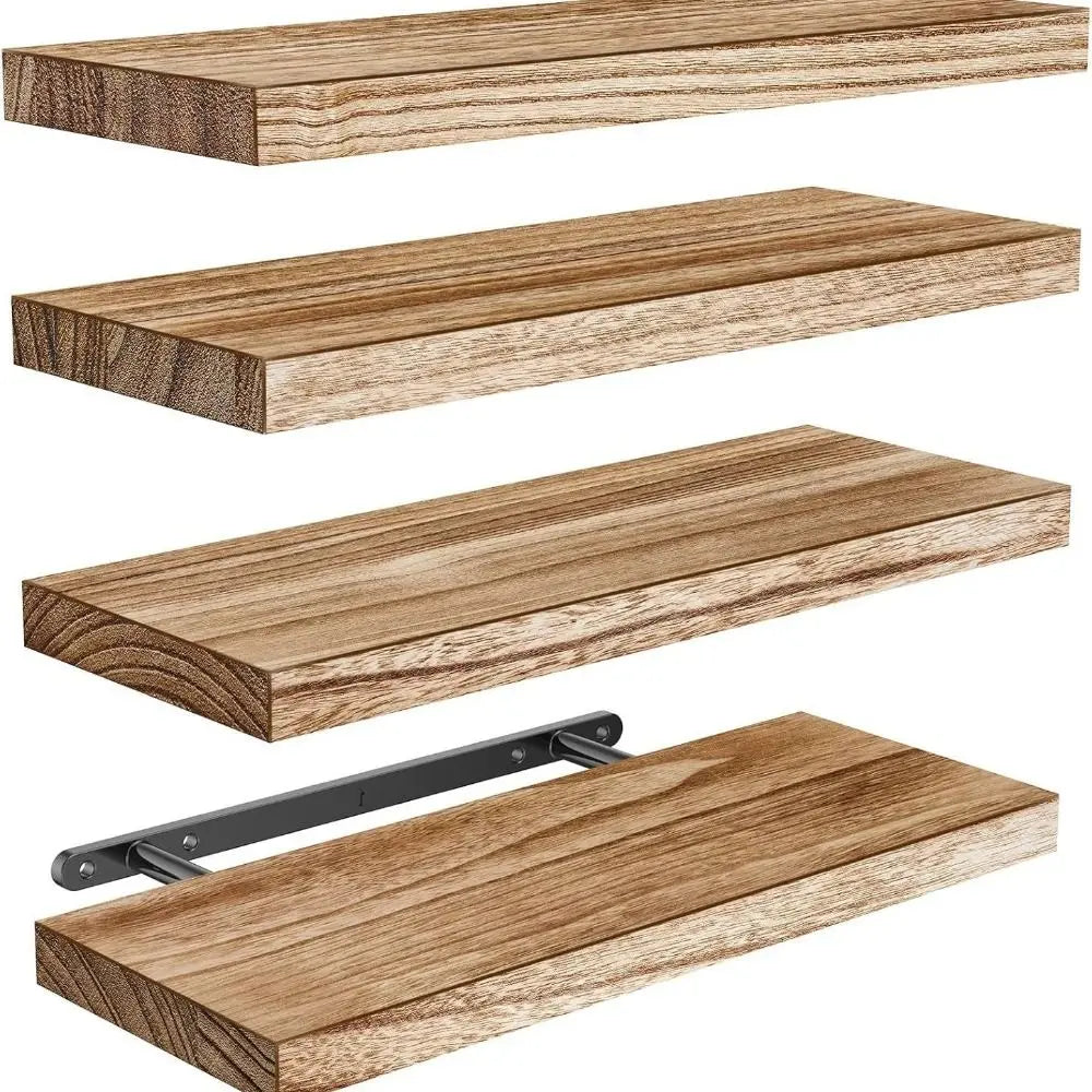 1pc Wall Mounted Floating Shelves Wooden Deeper Storage Shelf Multi Functional Thicker Bathroom Shelves
