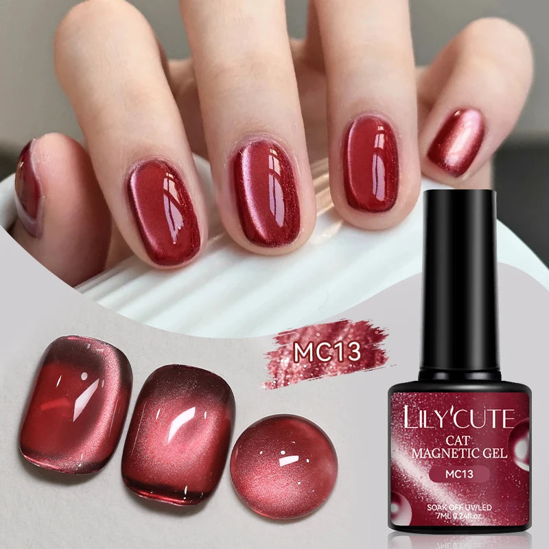 LILYCUTE 7ml Gold Coffee Cat Magnetic Gel Nail Polish Autumn Winter Nails Ultra Shine Moonlight Semi Permanent UV Gel Soak Off