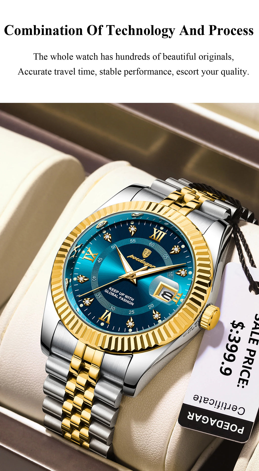 POEDAGAR Luxury Brand Man Wristwatch Waterproof Luminous Date Men Watch Stainless Steel High Quality Sports Men's Quartz Watches