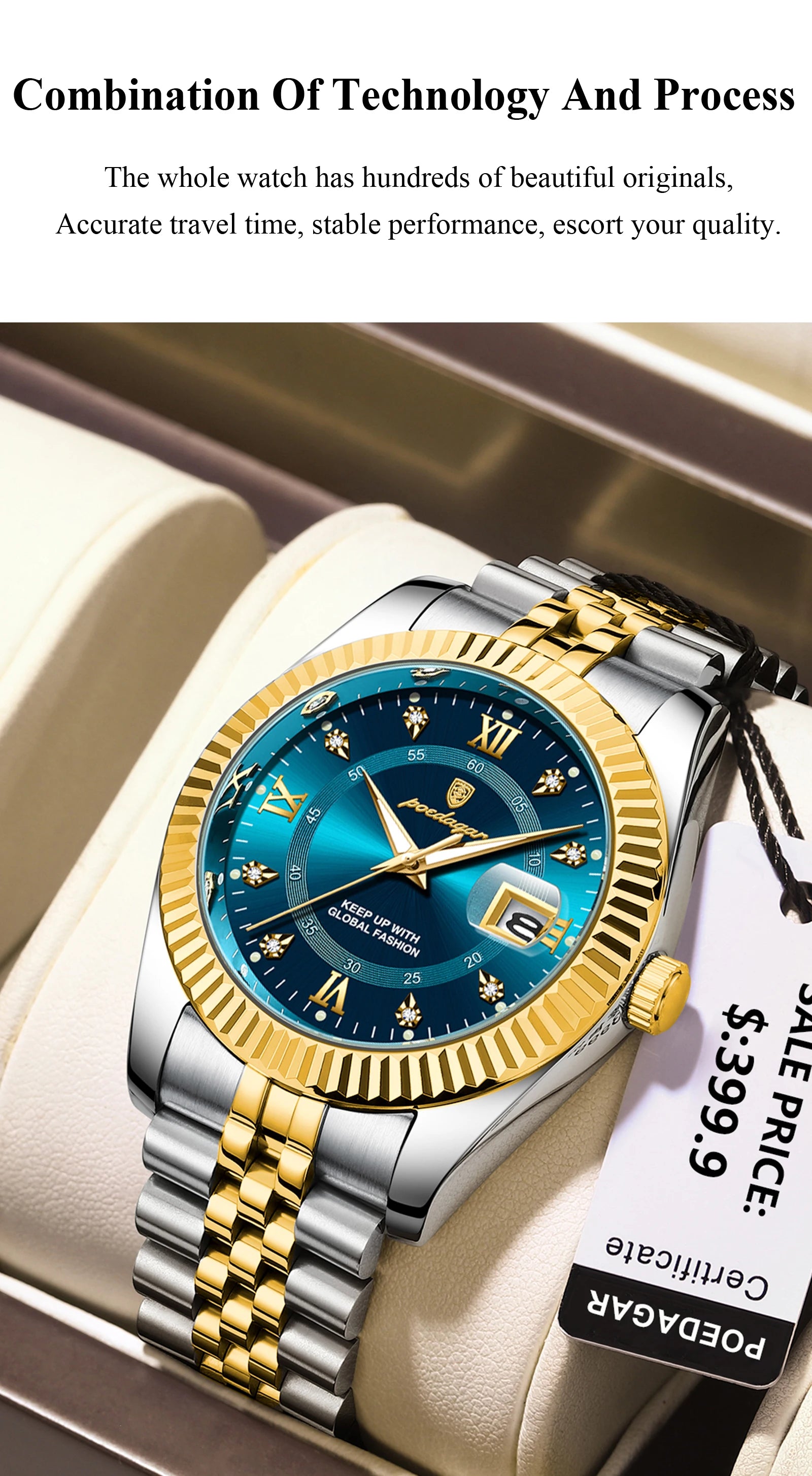 POEDAGAR Luxury Brand Man Wristwatch Waterproof Luminous Date Men Watch Stainless Steel High Quality Sports Men's Quartz Watches