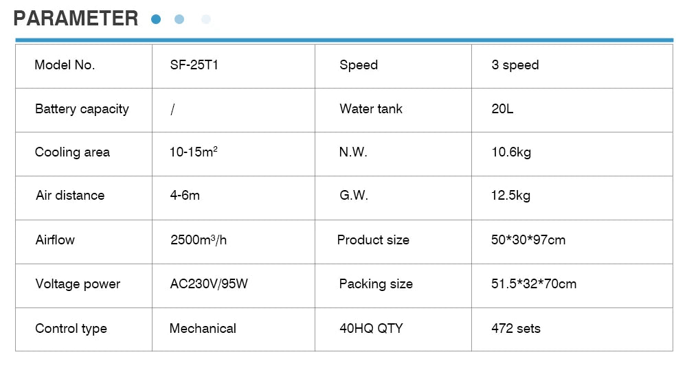 Home Room Cooling Small AC Electric Portable Mobile Water Evaporative Air Cooler Conditioner Fan with 20L Water Tank