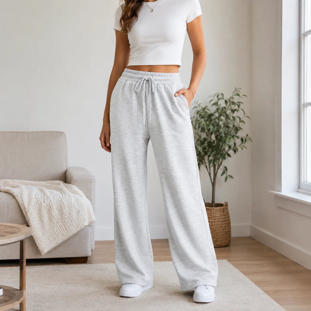 Women Summer Sweatpants 14 Colors Wide Leg Loose Fit Sports Pants Comfortable Drawstring Elastic Waist Casual Streetwear Joggers