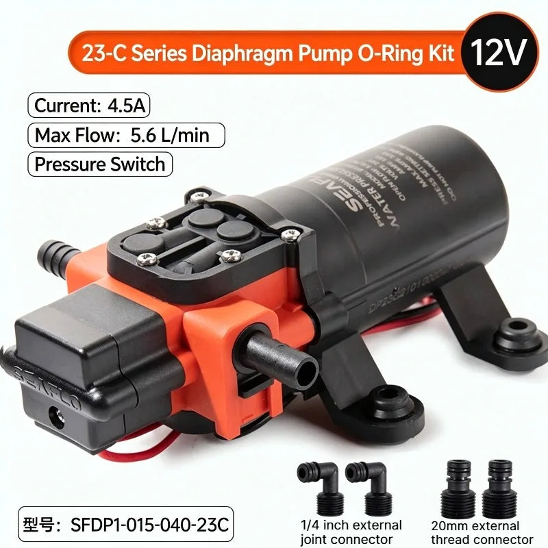 12V 24V DC Diaphragm Water Pump Self Priming Automatic Pressure Pump RV Caravan Boat Yacht Marine Battery Powered Water Transfer