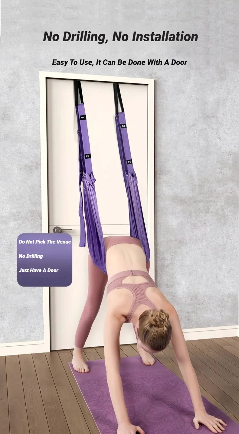 Adjustable Aerial Yoga Strap Pull Rope Women Hammock Stretch Leg Splits Trainer Female Gym Belt Swing Stretching Fitness