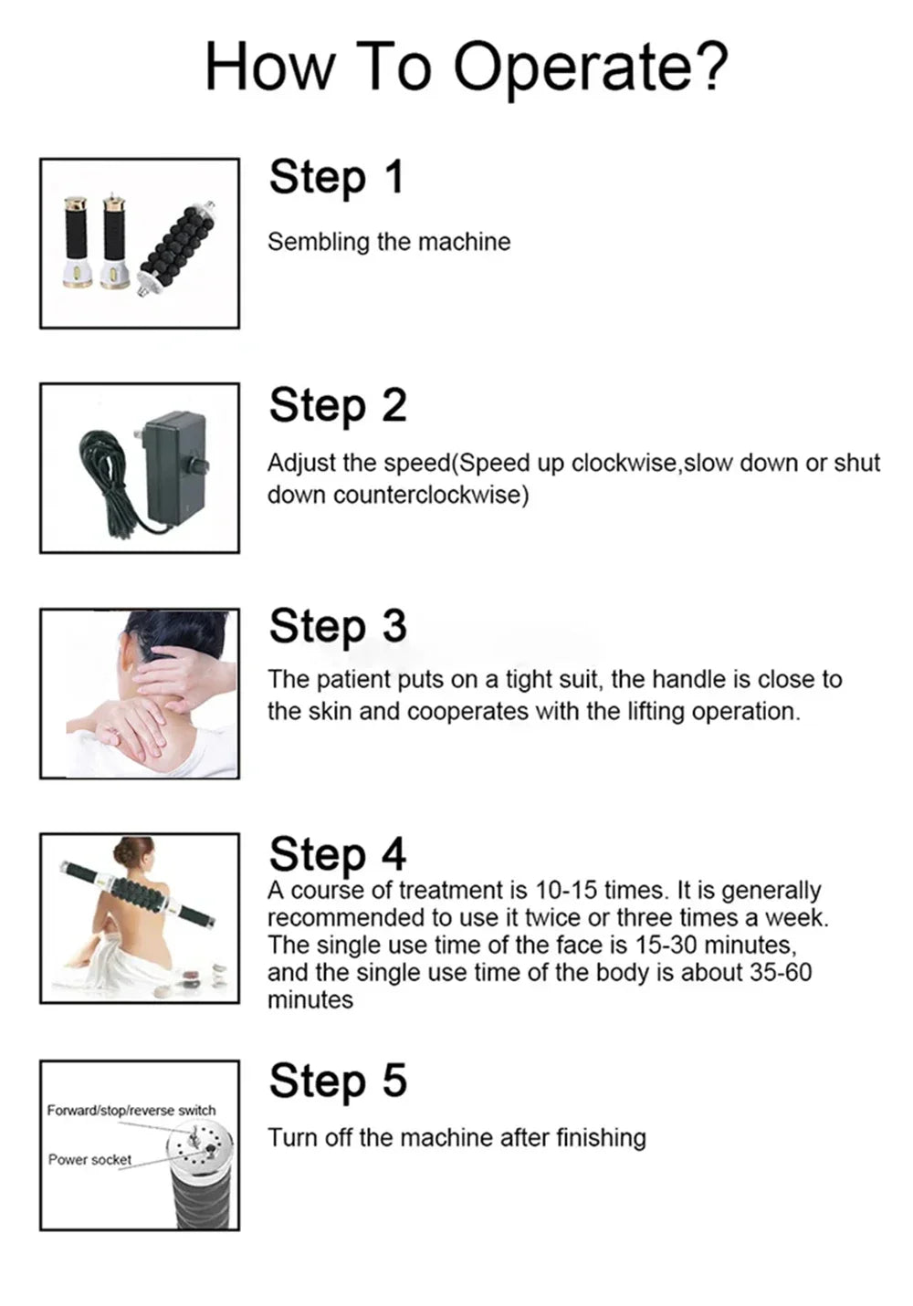40W Electric Roller For Muscle Body Relaxing High Frequency Rolling Massage Fitness Anti-Cellulite Slimming Machine For Women