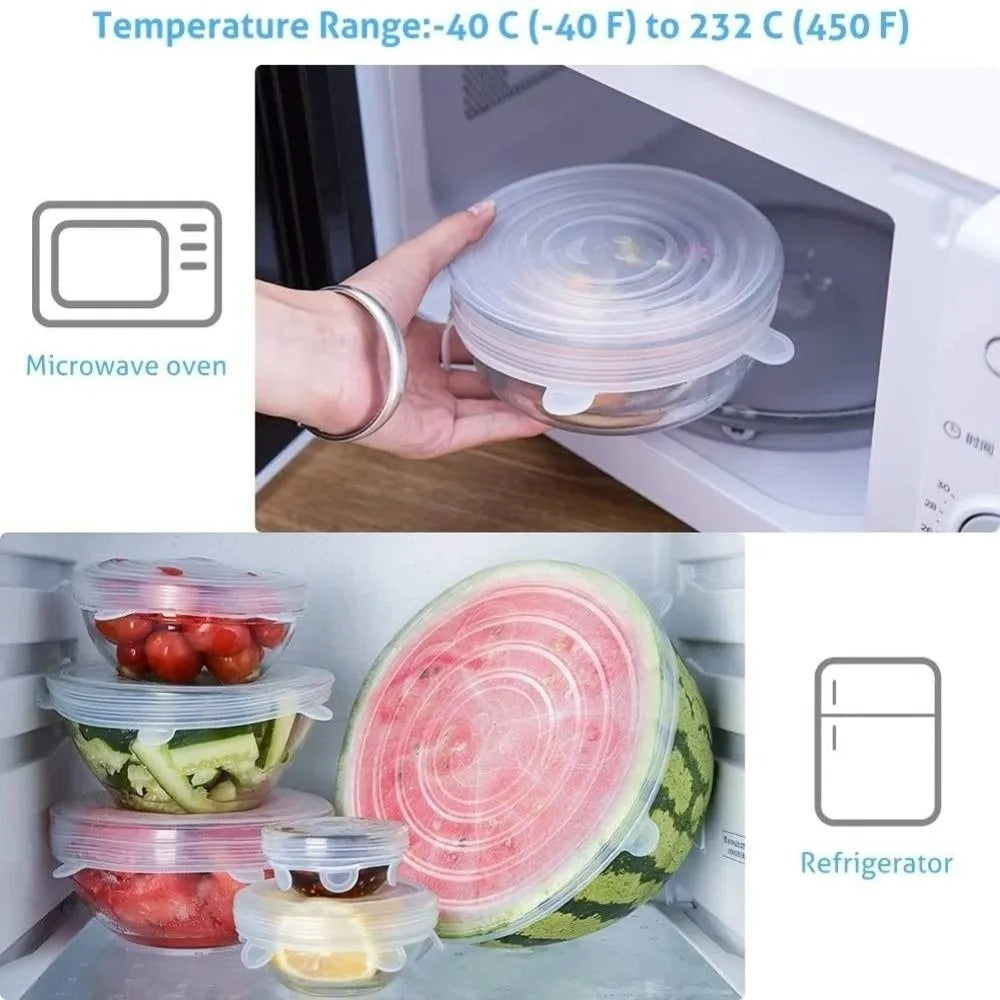 6PCS Useful Reusable Fresh-keeping Cover Non-slip Kitchen Gadgets Bowl Cap Stretch Microwave Lid