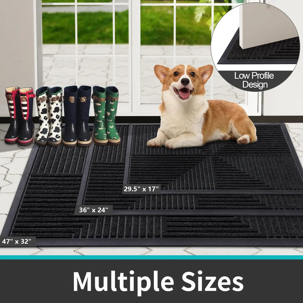 Olanly Front Entry Door Mats Outside Natural Rubber Entrance Doormats Kitchen Non-slip Heavy Duty Rugs Low Profile Home Carpets