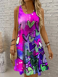 Women's Mini Dress A Line Dress Summer Dress Vacation Casual Boho Wedding Regular Fit Floral Graphic Leaf Sleeveless U Neck