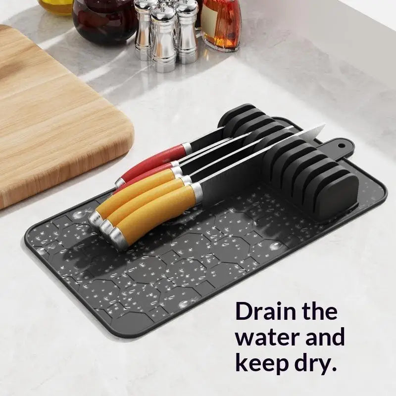 Kitchen Organizer Knife Holder Mat Non Slip Safe Storage for Multiple Knives in Drawer Keep Blades Protected