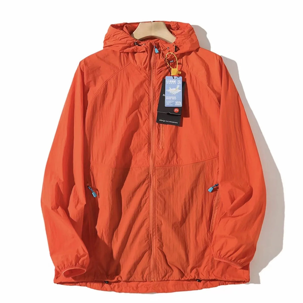 High Quality Outdoor Hooded Jacket Couple Matching Summer Sports Wear Men's Style Two-Way Zipper Waterproof Running Clothes