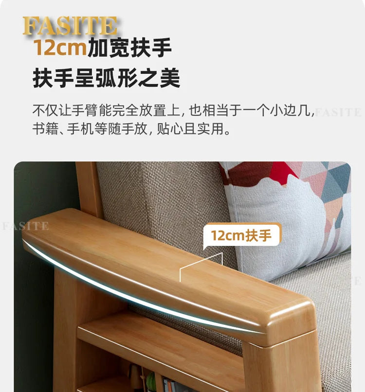 Nordic solid wood three-person sofa, modern simple fabric, small apartment concubine coffee table combination furniture