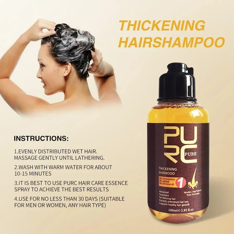 PURC Ginger Hair Growth Shampoo Fast Regrowth Anti Hair Loss Scalp Treatment Shampoo Thicken Nourishing Hair Care 100ml