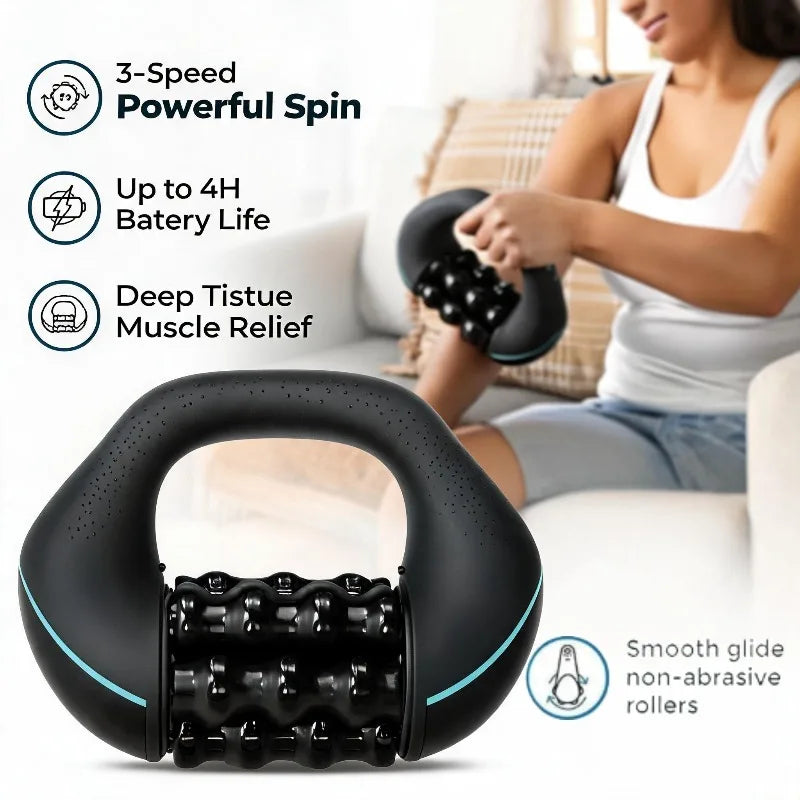 Electric Mini Rolling Massager Multi-grip Ergonomic Handle Whole Body Fatigue Relief Deep Tissue Rechargeable ，Powerful Speed