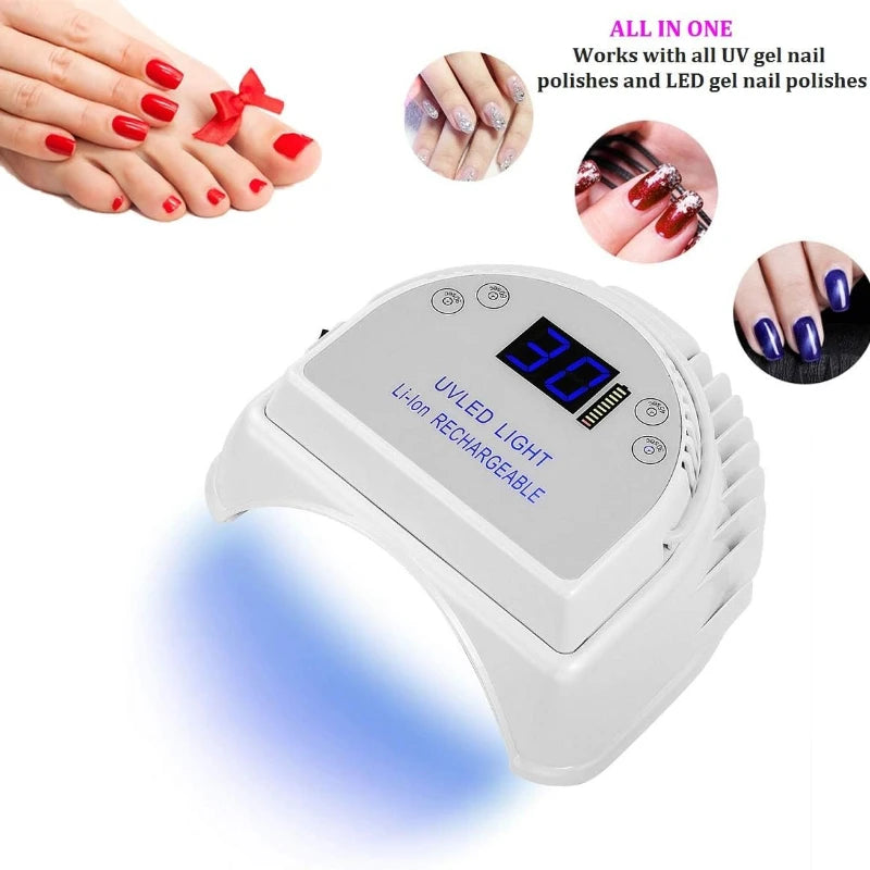 64W Rechargeable UV LED Nail Lamp Gel Polish Drying for Manicure with Automatic Sensor Cordless Nail Dryer Equipment and Tools