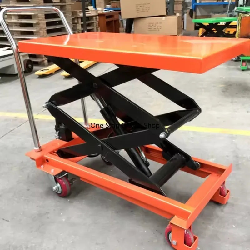Portable 300KG Manual Hydraulic Scissor Lift Platform Flatbed Trolley Mini Mobile Steel Material Shopping Storage Use OEM