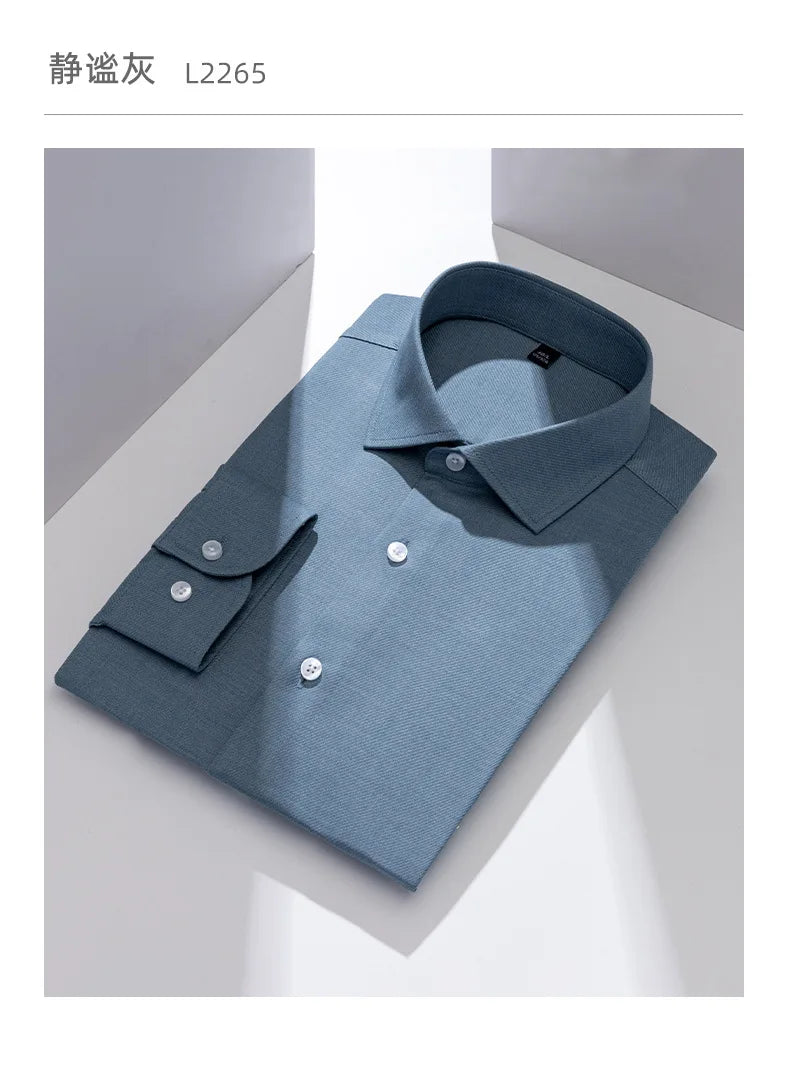 Windsor Collar French Shirt Men's Wrinkle-free Long-sleeved Twill Business Light Luxury Men's Casual Workwear Shirt for Men