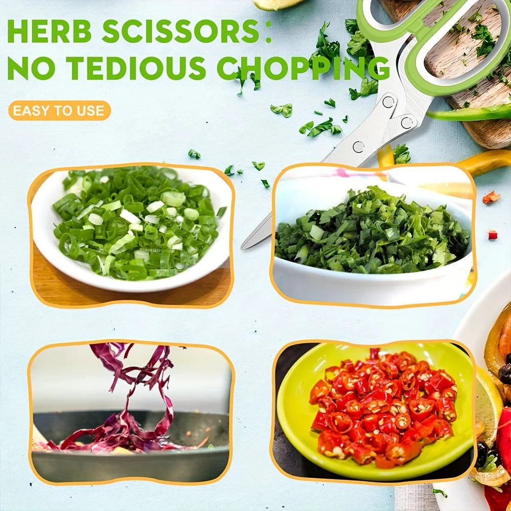 1/2pcs 5-layer Scallion Scissors Stainless Steel Multifunctional Shredded Paper Cutter Vegetable Onion Shears Kitchen Gadgets