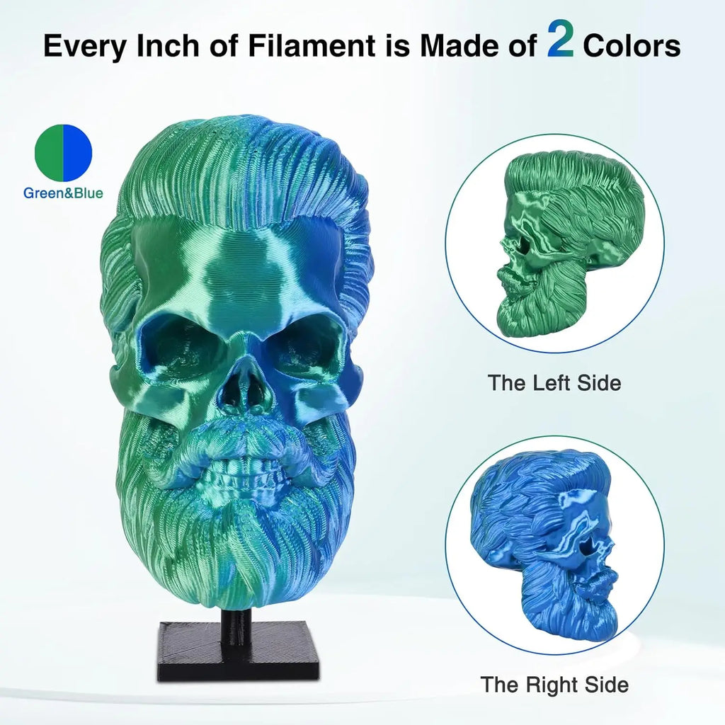 Multicolor 3D Printer Filament,Dual/Tri Color 1.75mm PLA Silk Shiny Printing Filament,250g(0.55lbs) Fit Most FDM 3D Printer