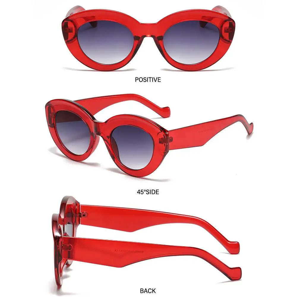 Ins Popular Retro Eyewear Oval Sun Glasses Oversized Sunglasses Sun Glasses Thick Frame