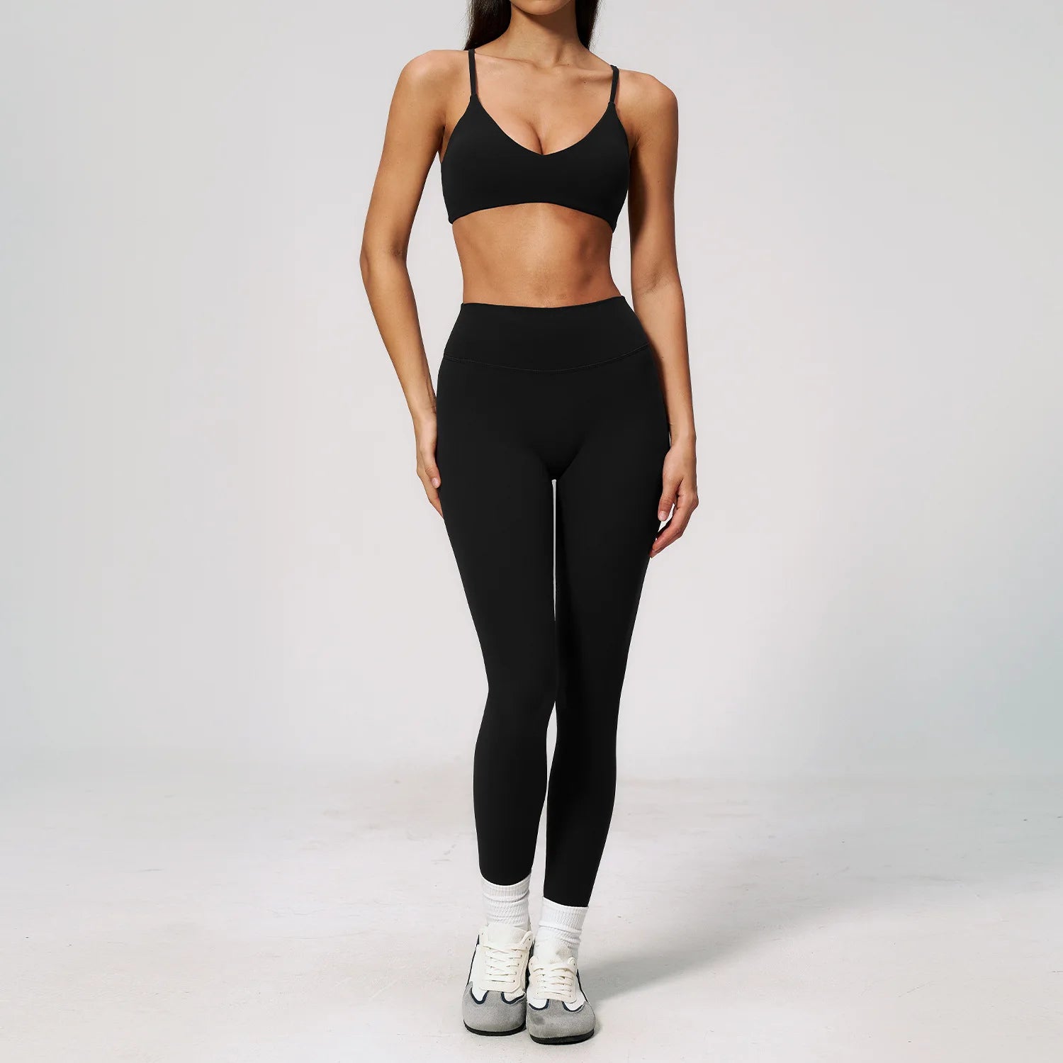 2PCS Yoga Suit Women's Tracksuits Gym Clothes Running Workout Outfits Sports Bra Middle Pants Athletic Wear Female Yoga Clothing