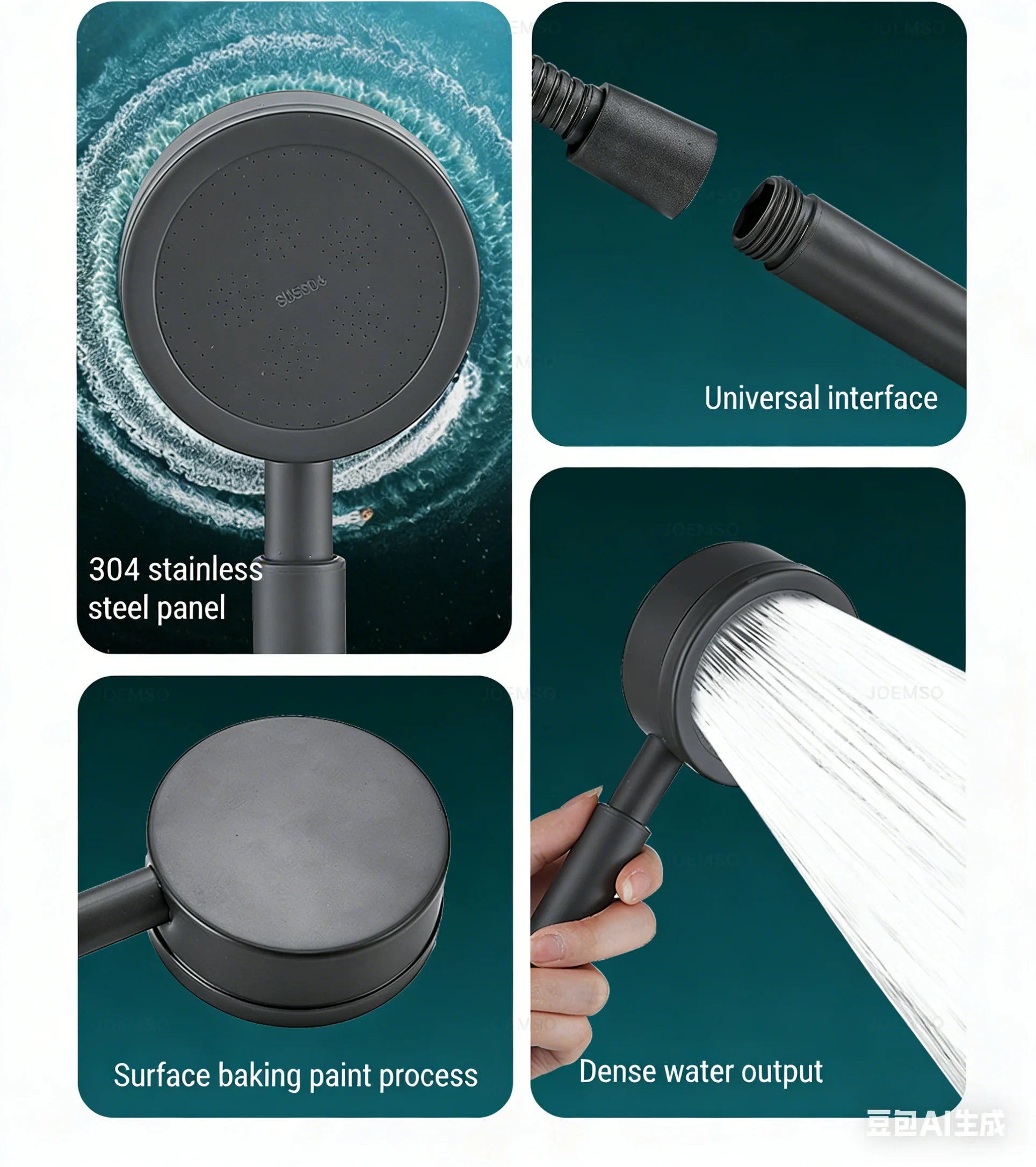 304 stainless steel shower head, handheld shower head for bathroom bathing, bathroom shower head