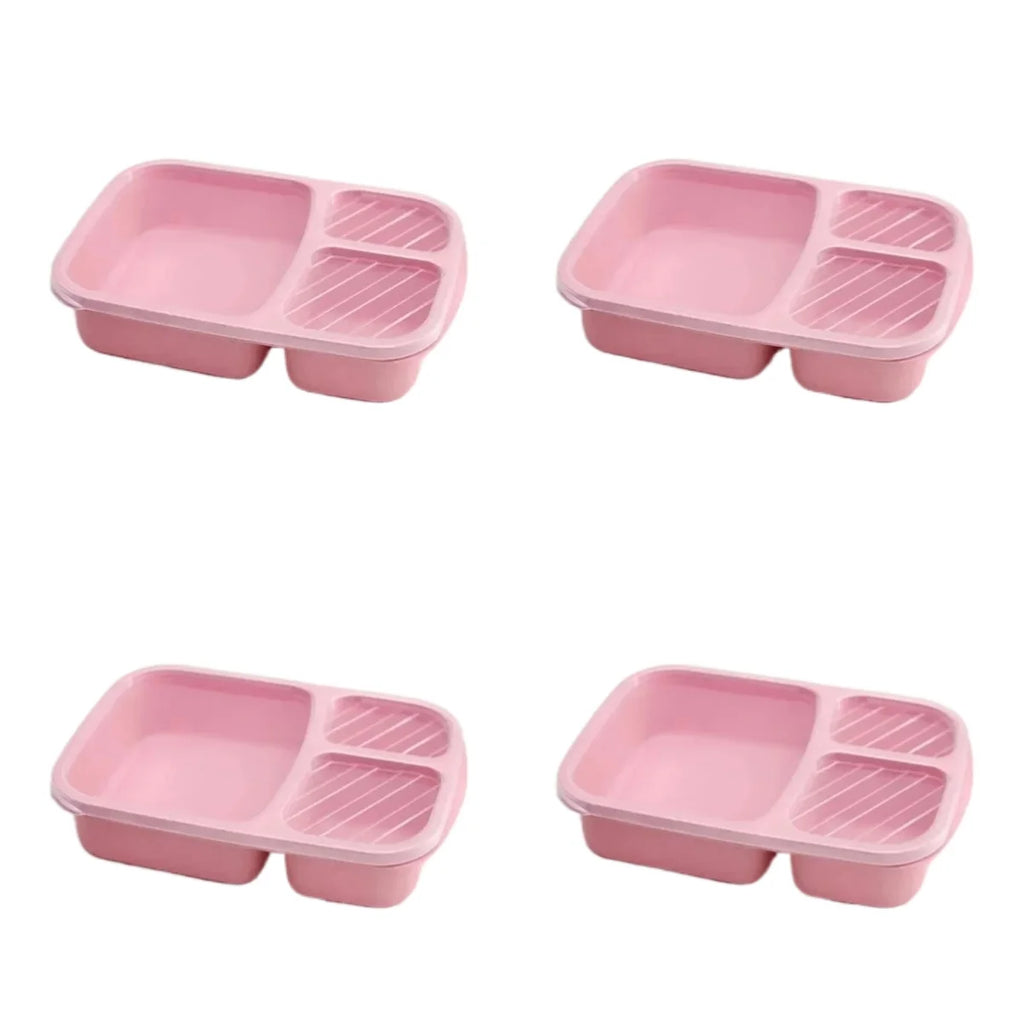 1/2pcs Bento Lunch Box Set 3 Compartment Food Storage Containers Wheat Straw Meal Prep Lunch Box Plastic Food Storage Containers