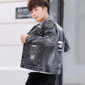 Ripped Button Men's Denim Jacket Washed Branded of Fabric Trendy Casual Original Aesthetic Fashion Male Jean Coats Fast Delvery