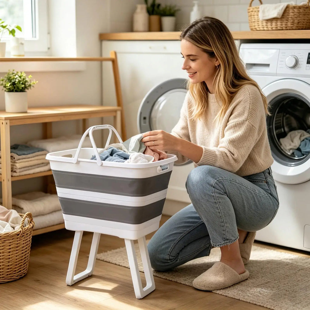 Dirty Clothes Basket 26L Large Foldable Elevated Organizer Clothes Basket Hampers For Bedroom For Home Bathroom Bedroom Kitchen