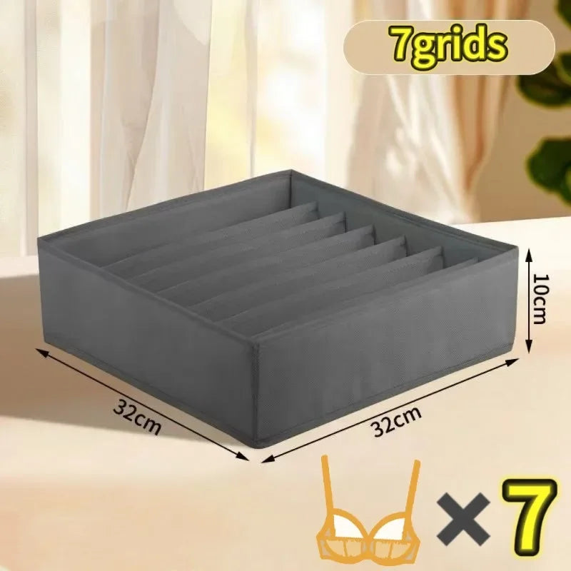 4pcs/1set Underwear Storage Box Foldable Non-woven Storage Box Six-piece Set Underwear Bra Socks Drawer Storage Finishing Box