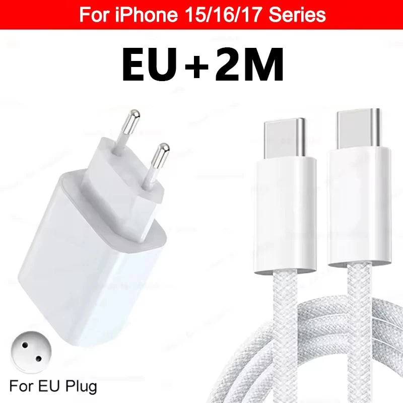 30W  For Original Type C Fast Charger For iPhone 17 16 15 Pro Max Plus PD Charging Cable Charger Phone Accessories