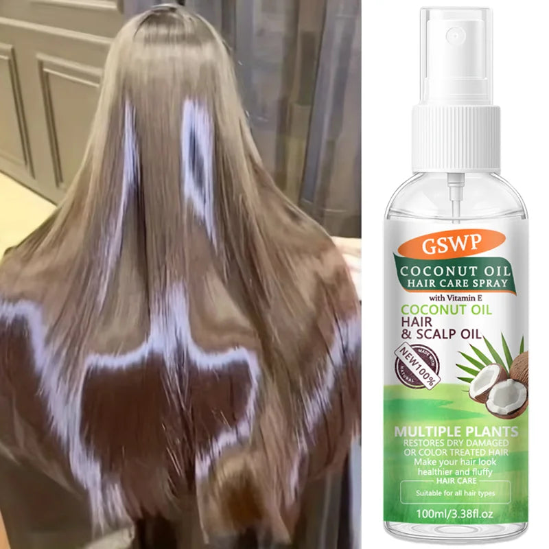 GSWP Coconut Oil Hair Care Spray, Ten-in-One, Deeply Moisturizes And Smooths Hair Texture, with Heat Protection.100/200ml