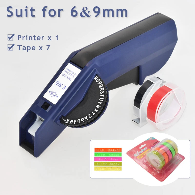 Original Motex E5500 E-505 Manual Label Maker e-5500 Suit For 6/9mm DYMO 3D Embossed Tape Can Replace 1610 12965 1880