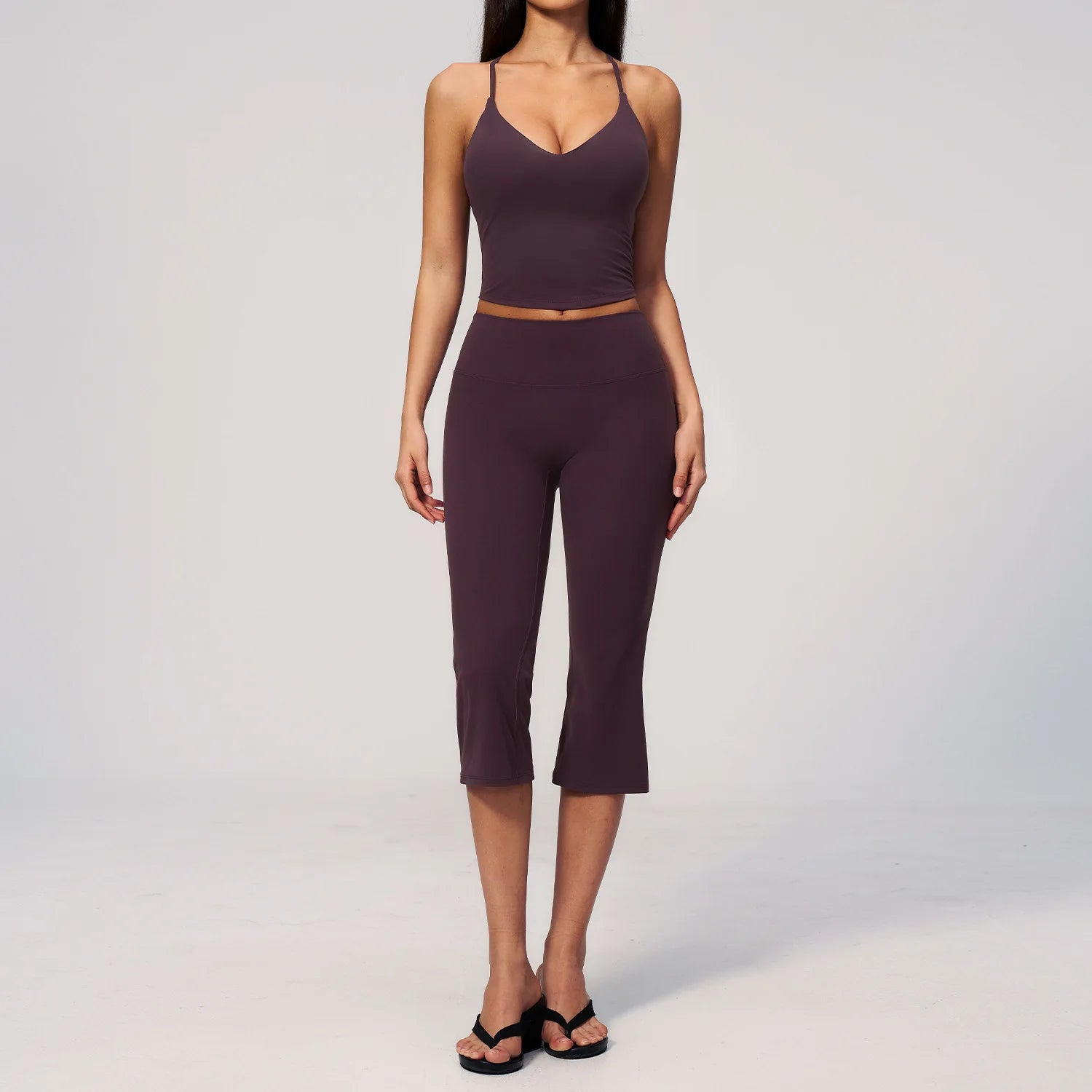 2PCS Yoga Suit Women's Tracksuits Gym Clothes Running Workout Outfits Sports Bra Middle Pants Athletic Wear Female Yoga Clothing