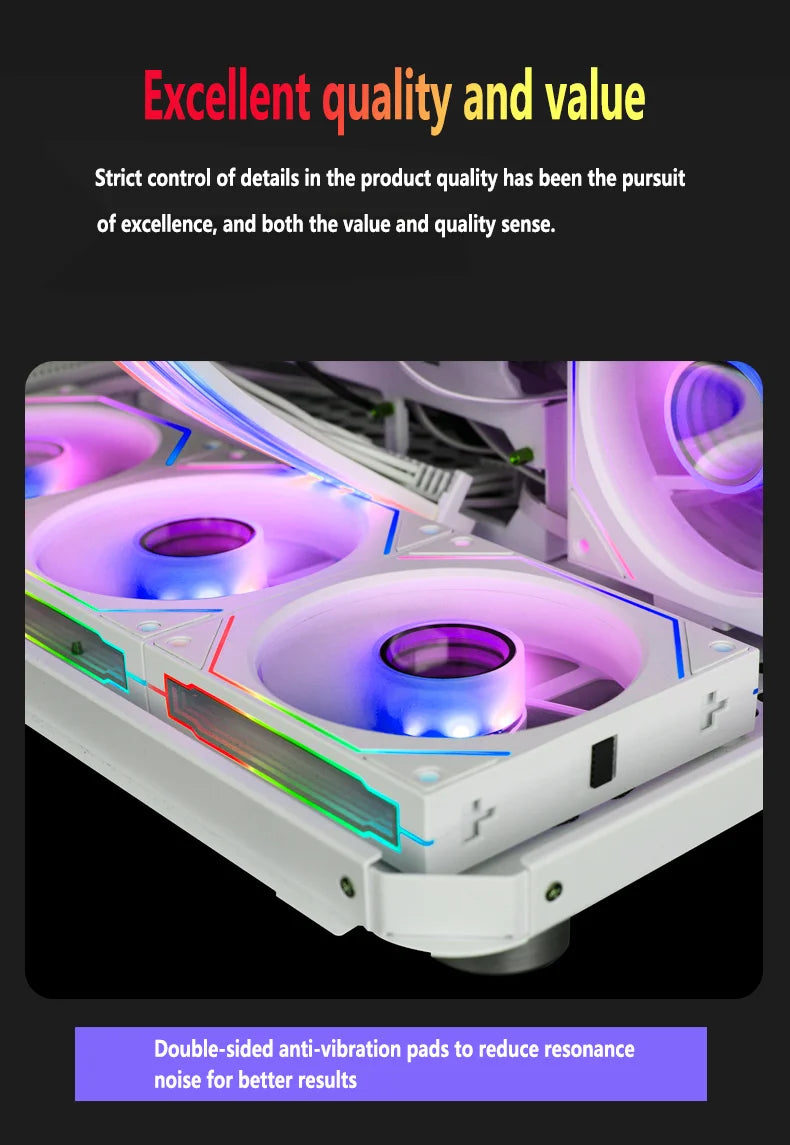 PC Case Fan 120mm ARGB Mirror Cycling Lighting Effect CPU Cooling Fan 4-Pin PWM 58.36CFM Fan for Computer Water Cooling