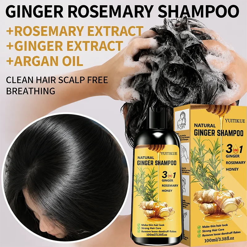 YUITIKUE Ginger Anti Dandruff Shampoo 100ml - Nourishing Hair Care with Rosemary and Honey